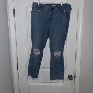 Good American Blue Distressed Ankle Jeans